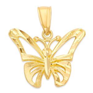 14k Real Solid Gold Butterfly Pendant Jewelry
